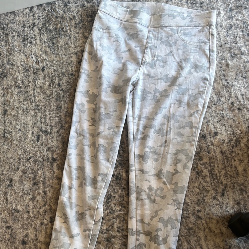 White and gray camouflage pants